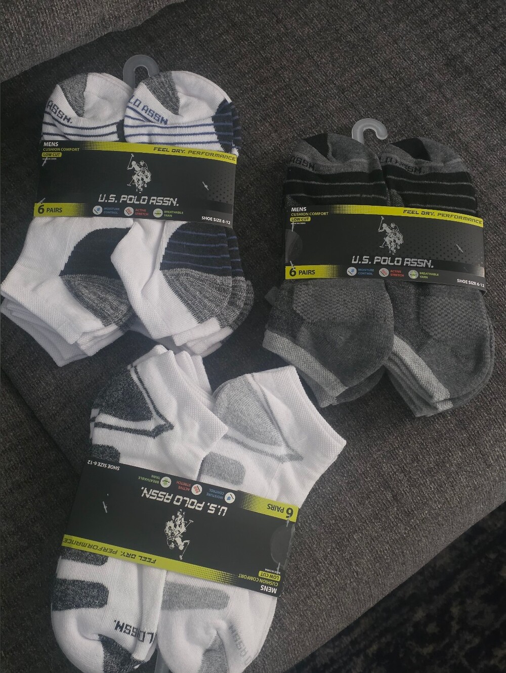 U.S. Polo Assn. Men's 6-Pack Low-Cut Socks - White & Gray